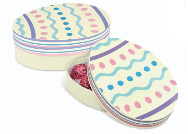 Cream - Egg Shaped Candy Box - 6 x 4-1/8 x 1-1/8"