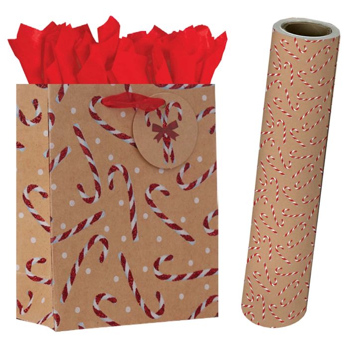Candy Cane Glitter Gift Bags & Wrapping Paper