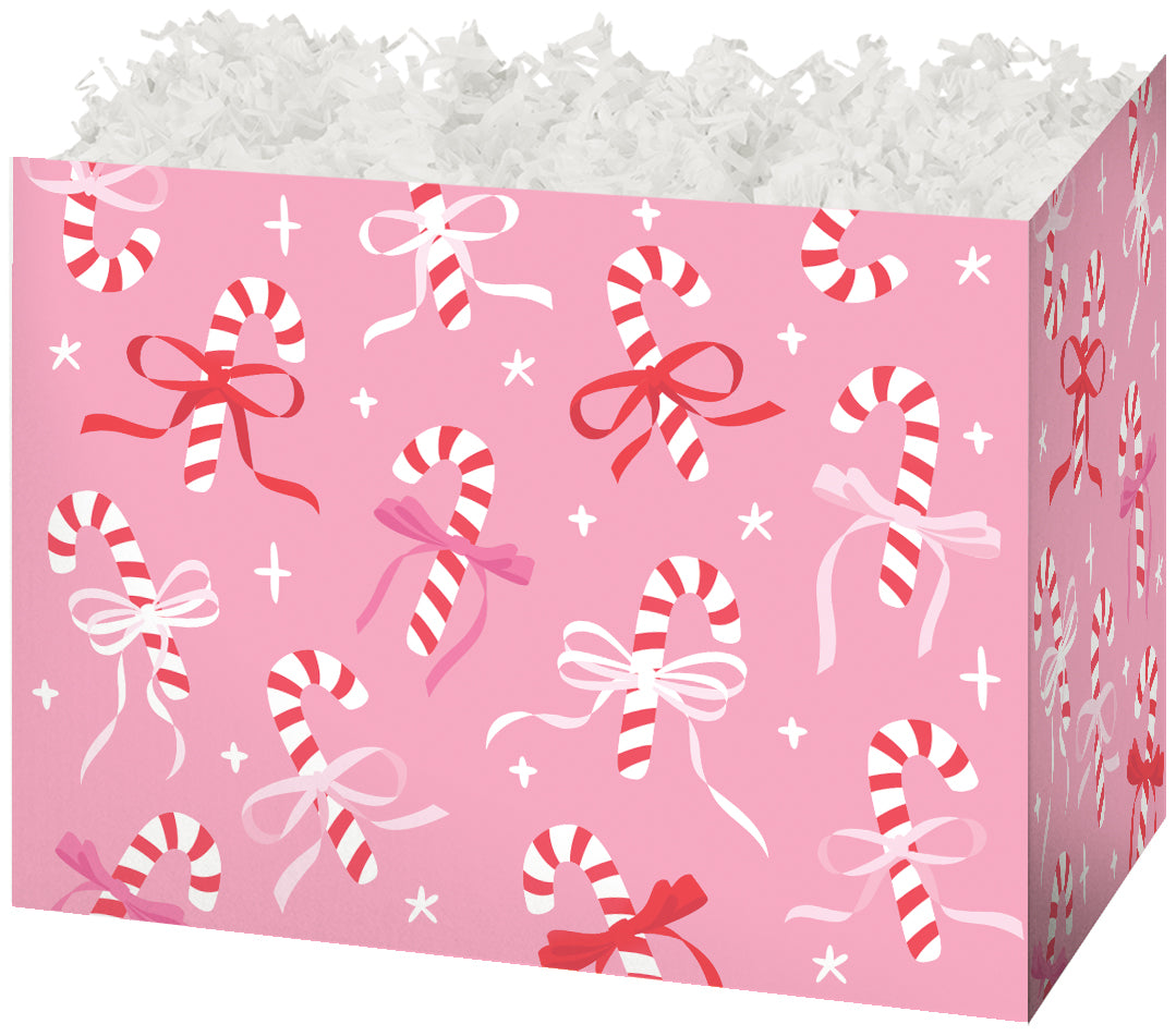 Candy Canes & Ribbons - Basket Box - 10-1/4 x 6 x 7-1/2"
