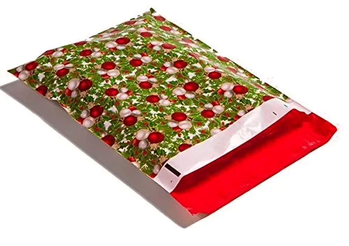 Christmas Ornament Red Green Poly Mailers Size 10x13 Shipping Bags