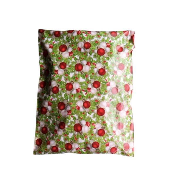 Christmas Ornament Red Green Poly Mailers Size 10x13 Shipping Bags