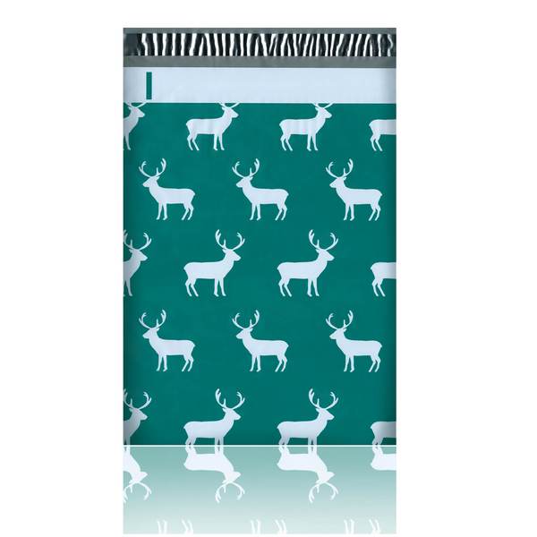 Christmas Reindeer Green Deer Poly Mailers Size 10x13 Shipping Bags