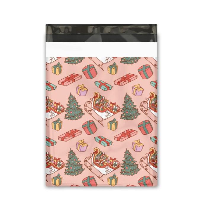 Christmas Sleigh Poly Mailers Size 10x13 Winter Shipping Bags