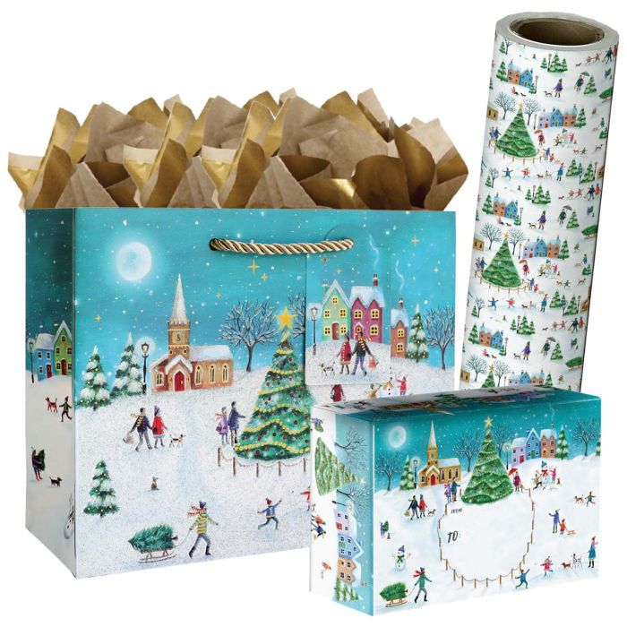 Christmas Village Gift Bags, Wrapping Paper, & Mailers