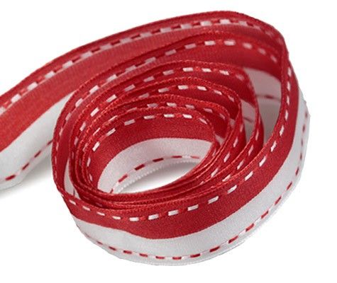 Red / White - Dash 2 Dash Ribbon - 1" x 100 Yards