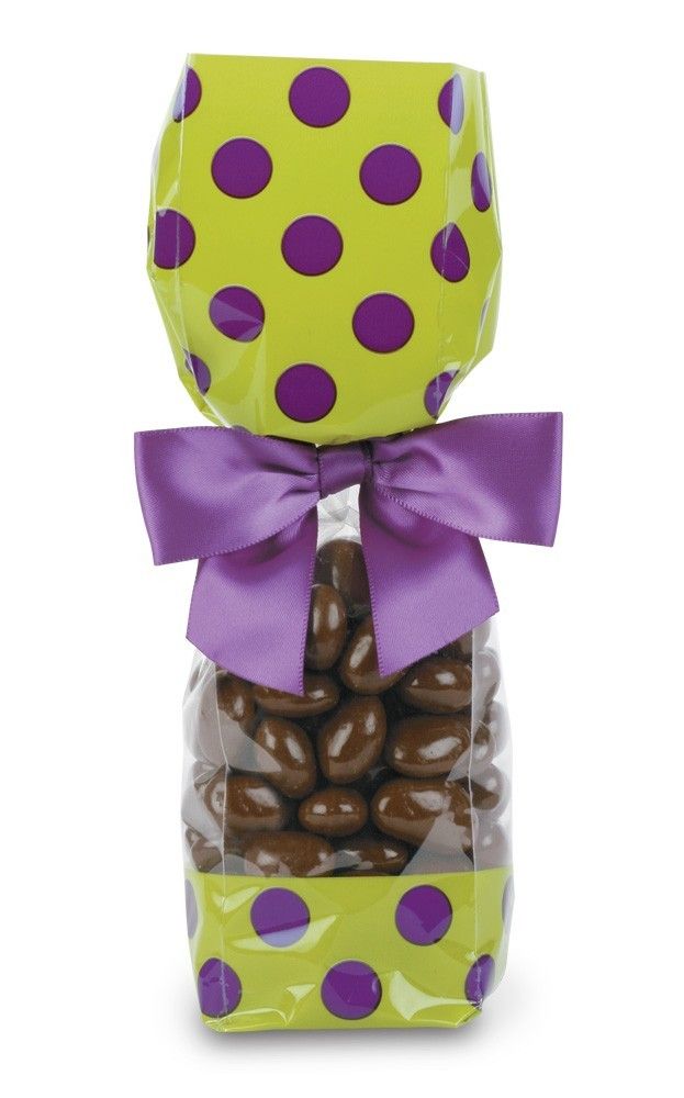 Pistachio/Aubergine Dots - Deluxe Candy Bag - 2 x 1-7/8 x 9-1/2"