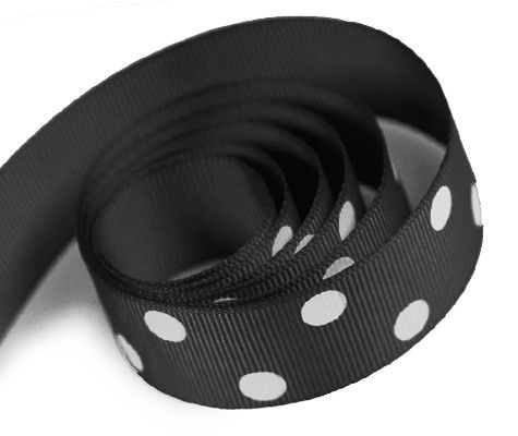 Black - Domino Dots Ribbon - 7/8" x 100 Yards