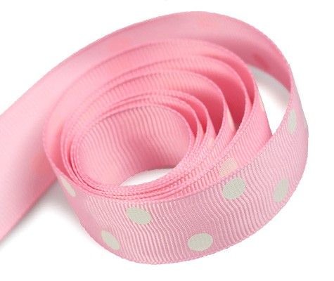 Pink - Domino Dots Ribbon - 7/8" x 100 Yards