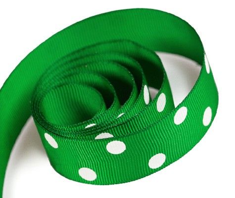 Emerald - Domino Dots Ribbon - 7/8" x 100 Yards