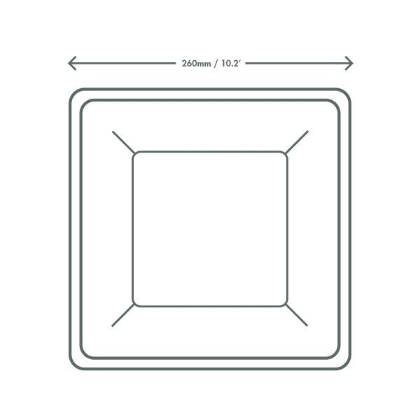 Vegware White Molded Fiber Square Plates, 10in (QTY 500), SKU VPSQ-10