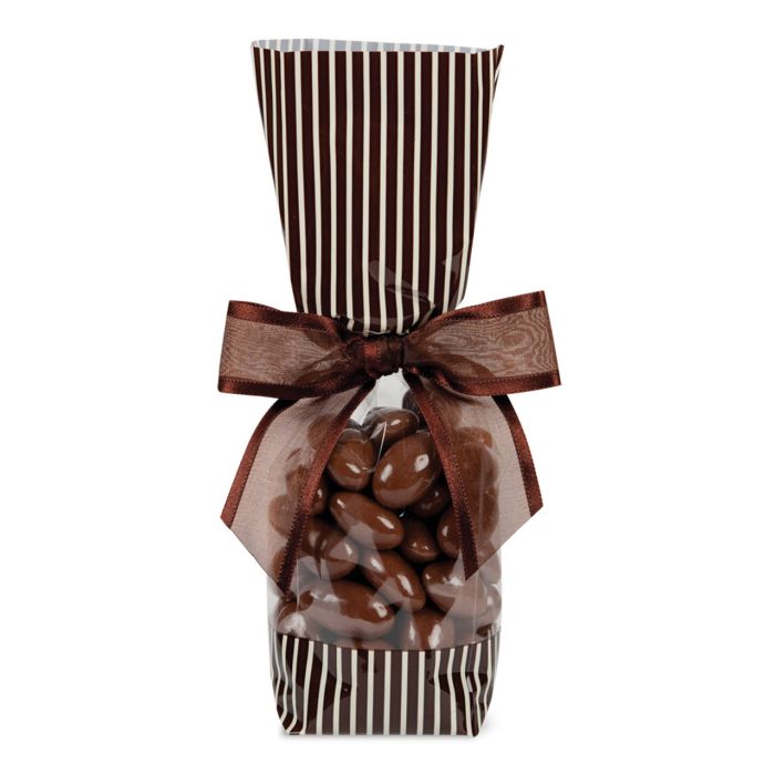 Brown/Cream Stripe - Deluxe Candy Bag - 2-5/8 x 1-7/8 x 10-3/4"