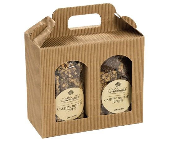 Natural Kraft Textured Rib - Window Jar Carrier - (2 Jar Carrier - Fits Jars 3" Dia x 5-1/2" H) 6-5/8 x 3-1/8 x 5-7/8"