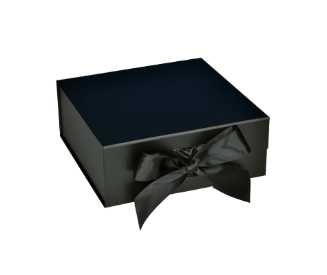 Matte Black - Magnetic Ribbon Tie Gift Box - 6 x 6 x 2-3/4"