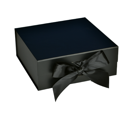 Matte Black - Magnetic Ribbon Tie Gift Box - 8 x 8 x 3-1/8"