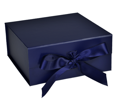 Matte Navy - Magnetic Ribbon Tie Gift Box - 10 x 10 x 4-1/2"