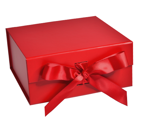 Matte Red - Magnetic Ribbon Tie Gift Box - 10 x 10 x 4-1/2"