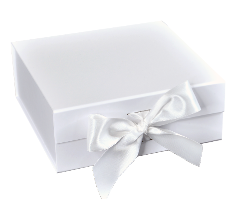 Matte White - Magnetic Ribbon Tie Gift Box - 10 x 10 x 4-1/2"