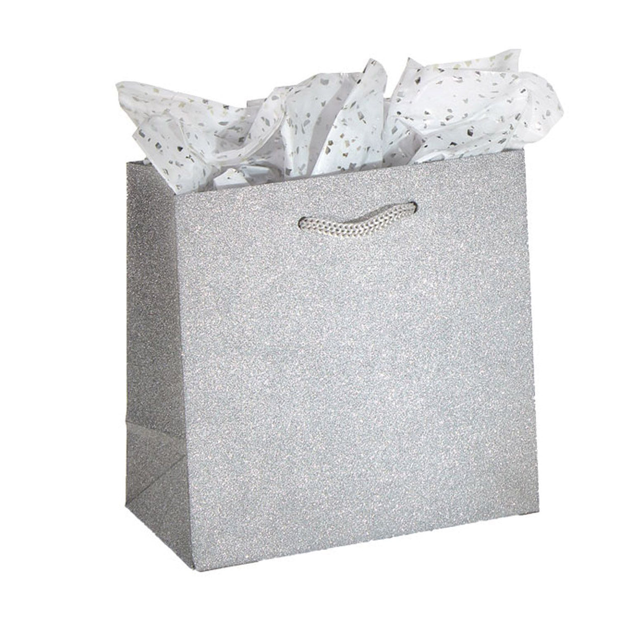 Silver Stardust Glitter - Euro Tote - 6-1/2 x 3-1/2 x 6-1/2"