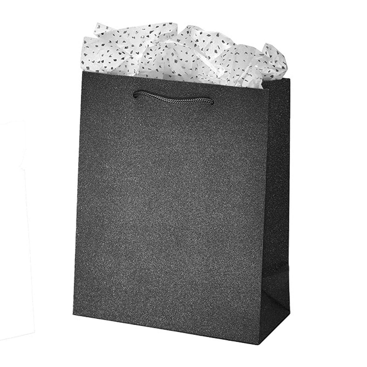 Black Stardust Glitter - Euro Tote - 8 x 4 x 10"