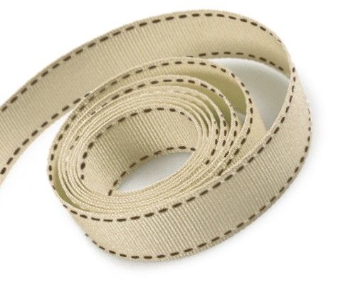 Tan/Brown Stitch - Saddle Stitch Ribbon - 3/8" x 50 Yards