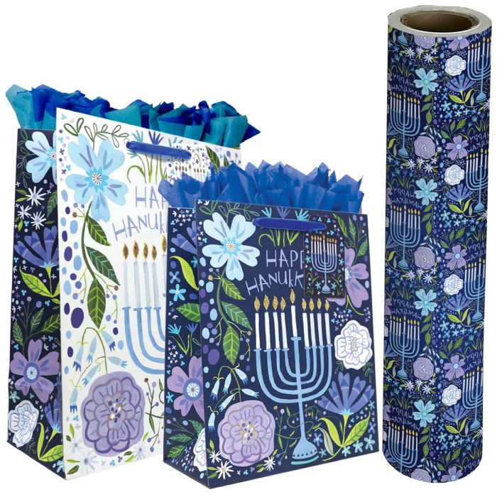 Floral Menorah Gift Bags & Wrapping Paper