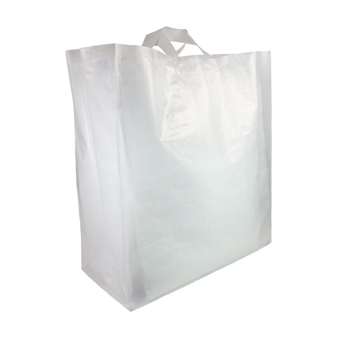 Frosted Clear - Soft Loop To-Go Bag - Cardboard Bottom - 19 x 9 x 22"