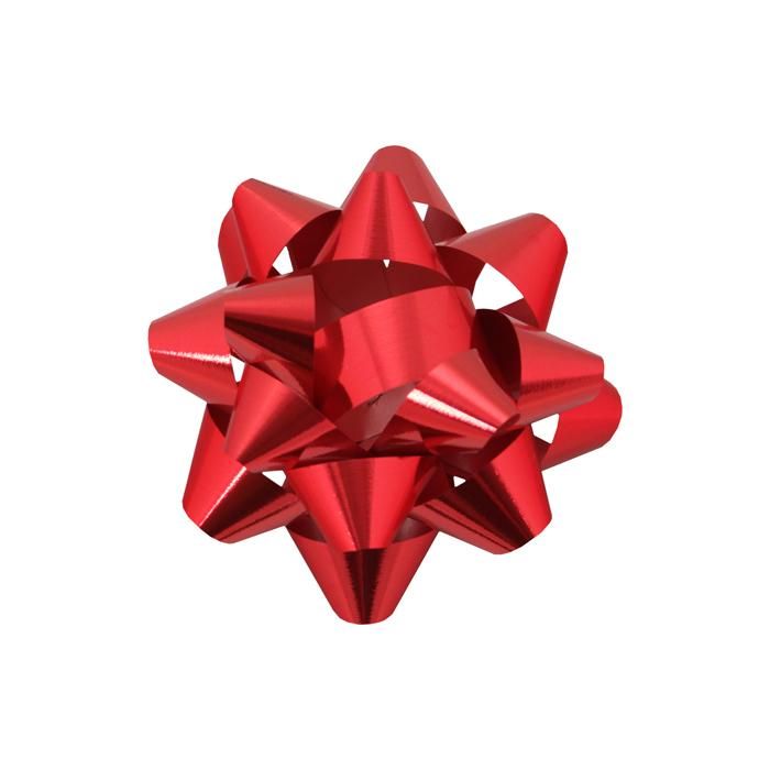 Hot Red - Glitter Star Bows - 4-1/4" Width Bow with 16 Loops (3/4" Ribbon)
