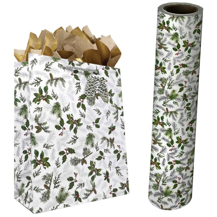 Glistening Pine Gift Bags & Wrapping Paper