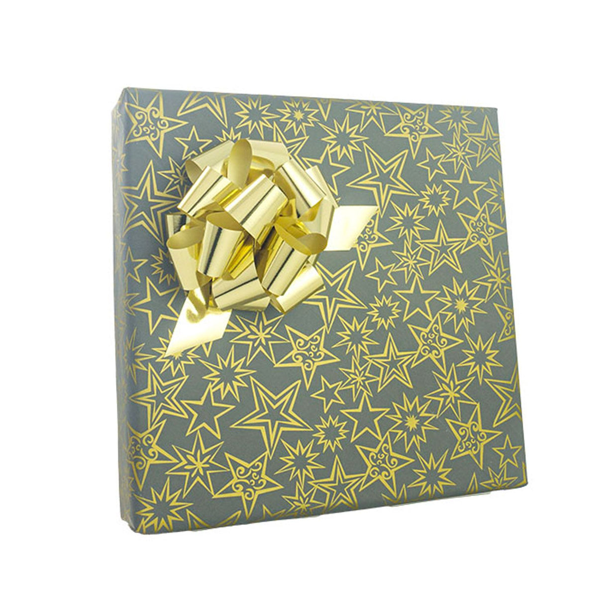 Gray with Gold Bold Stars - Gift Wrap - Cutter Box Gift Wrap Roll (24" x 100 ft.)