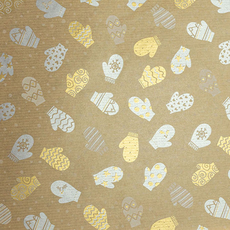 Gold/Silver Mittens - Gift Wrap - 1/2 Ream Gift Wrap Roll (24" x 417 Ft.)