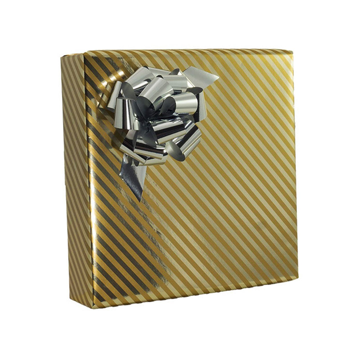 Gold & Silver Metallic Stripe - Gift Wrap - Cutter Box Gift Wrap Roll (24" x 100 ft.)