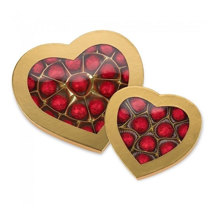 Gold Window Heart Shaped Candy Boxes
