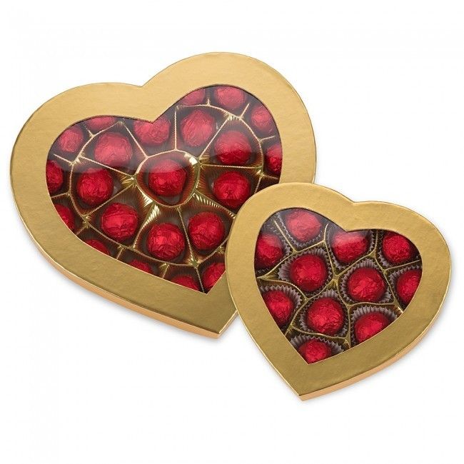 Gold - Heart Shaped Candy Box - (1 lb) 9-1/8 x 7-1/2 x 1-1/8"