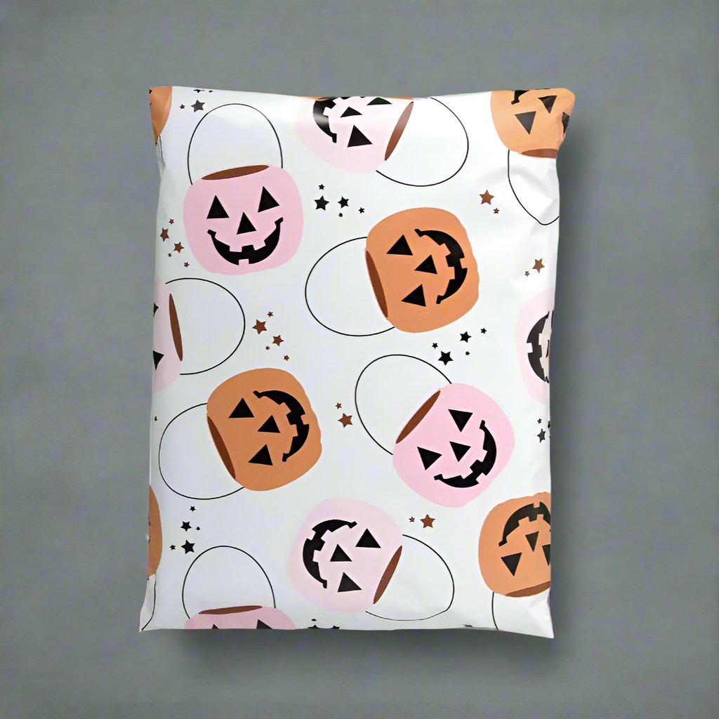 Halloween Pumpkin Poly Mailers Size 10x13 Trick or Treat Shipping Bags