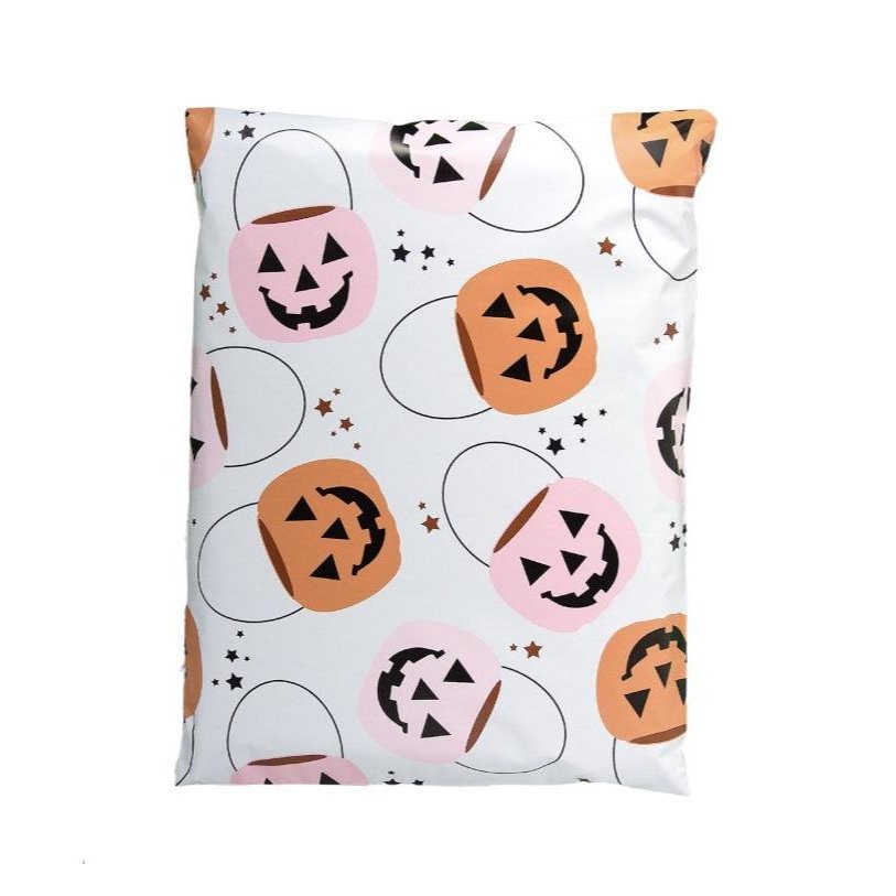 Halloween Pumpkin Poly Mailers Size 12x15.5 Trick or Treat Shipping Bags