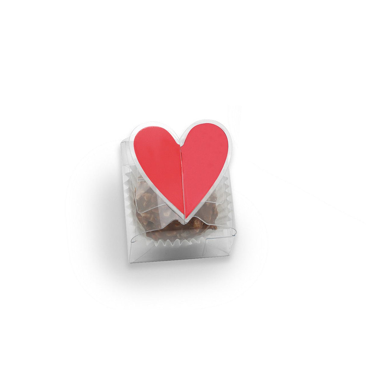 Clear Favor Box w/ Red Heart Closure - 1-1/2 x 1-1/2 x 1"