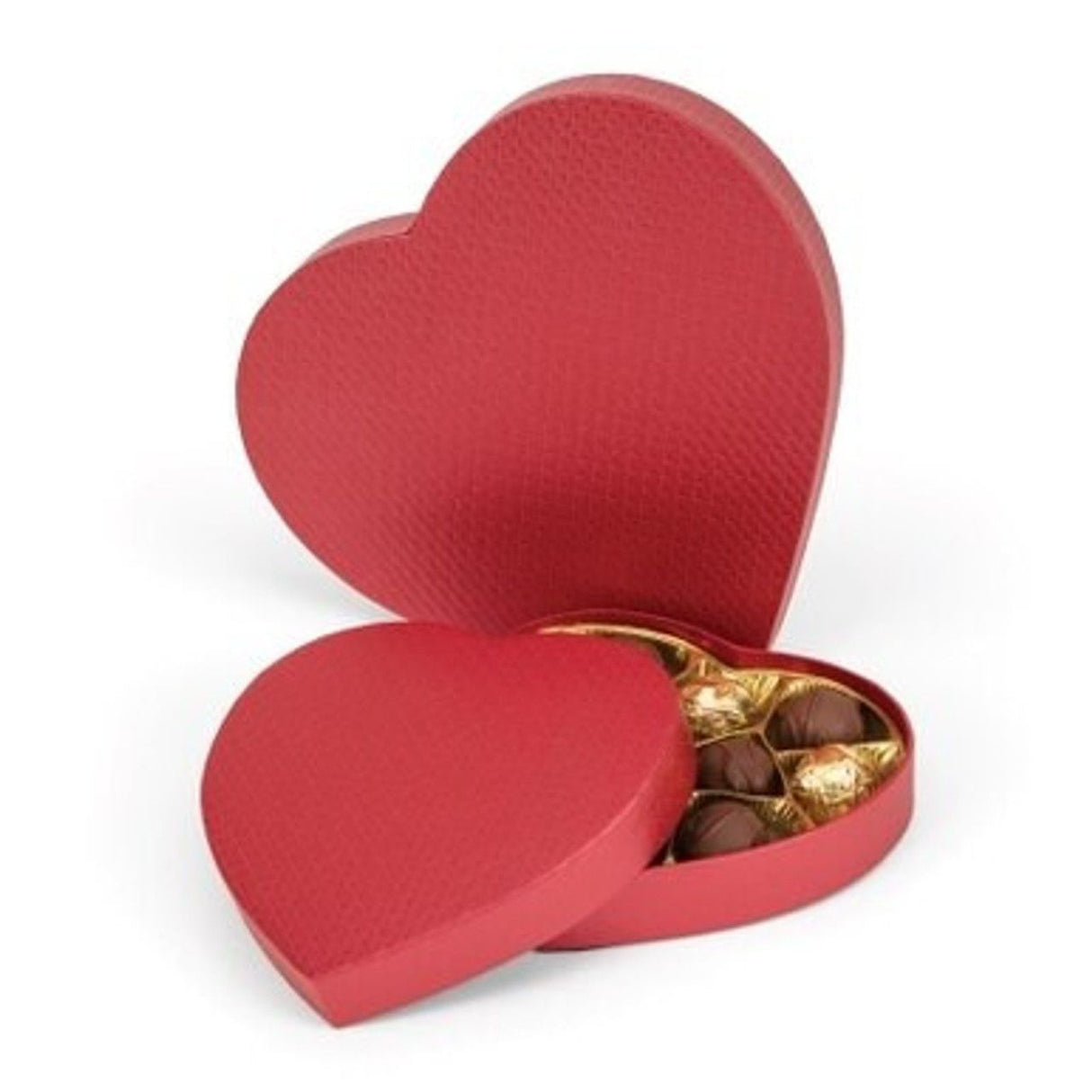 Red Quilted - Heart Shaped Candy Box - (1 lb) 9-1/8 x 7-1/2 x 1-1/8"