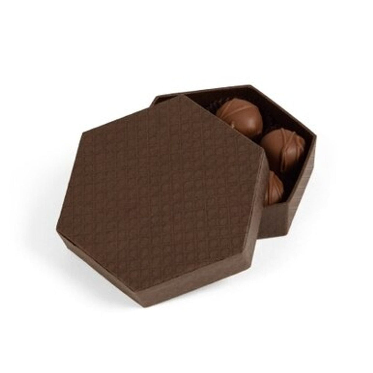 Quilted Brown - Hexagonal Set-Up Box - (7 Pc.) 4 x 4 x 1-1/8"
