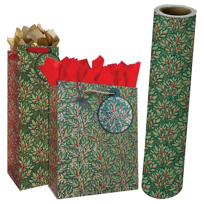 Holly Tapestry Gift Bags & Wrapping Paper