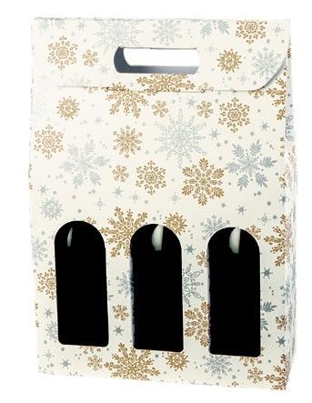Alpine Snowflake - 3 Bottle Carrier - 10-5/8 x 3-1/2 x 15"