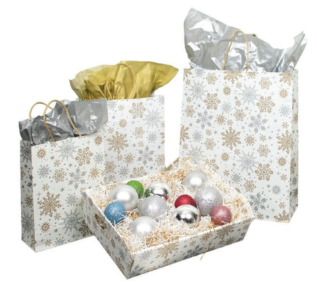 Alpine Snowflake - Shopping Bag - Cord Handle - 9 x 4 x 12-3/4"