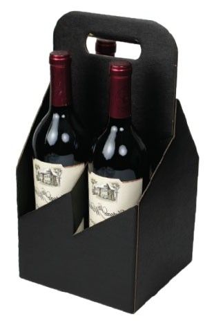 Black Linen - 4 Bottle Wine Carrier (750 ml) - (750 ml) 7 x 7 x 13-3/4"