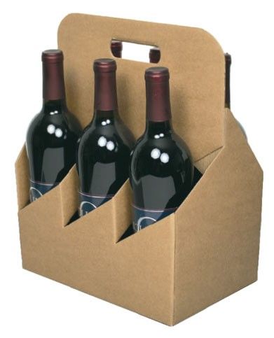 Natural Kraft - 6 Bottle Wine Carrier (750 ml) - (750 ml) 10-5/8 x 7 x 13-3/4"