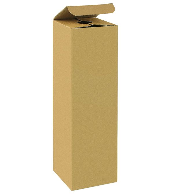Natural Kraft (Smooth Finish) - Wine Box - 1 Bottle - 3-1/2 x 3-1/2 x 15"