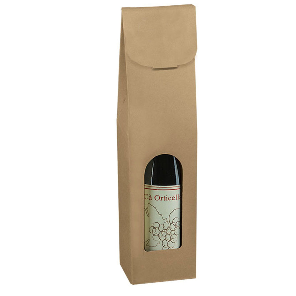 Natural Kraft - 1 Bottle Carrier - 3-1/2 x 3-1/2 x 15"