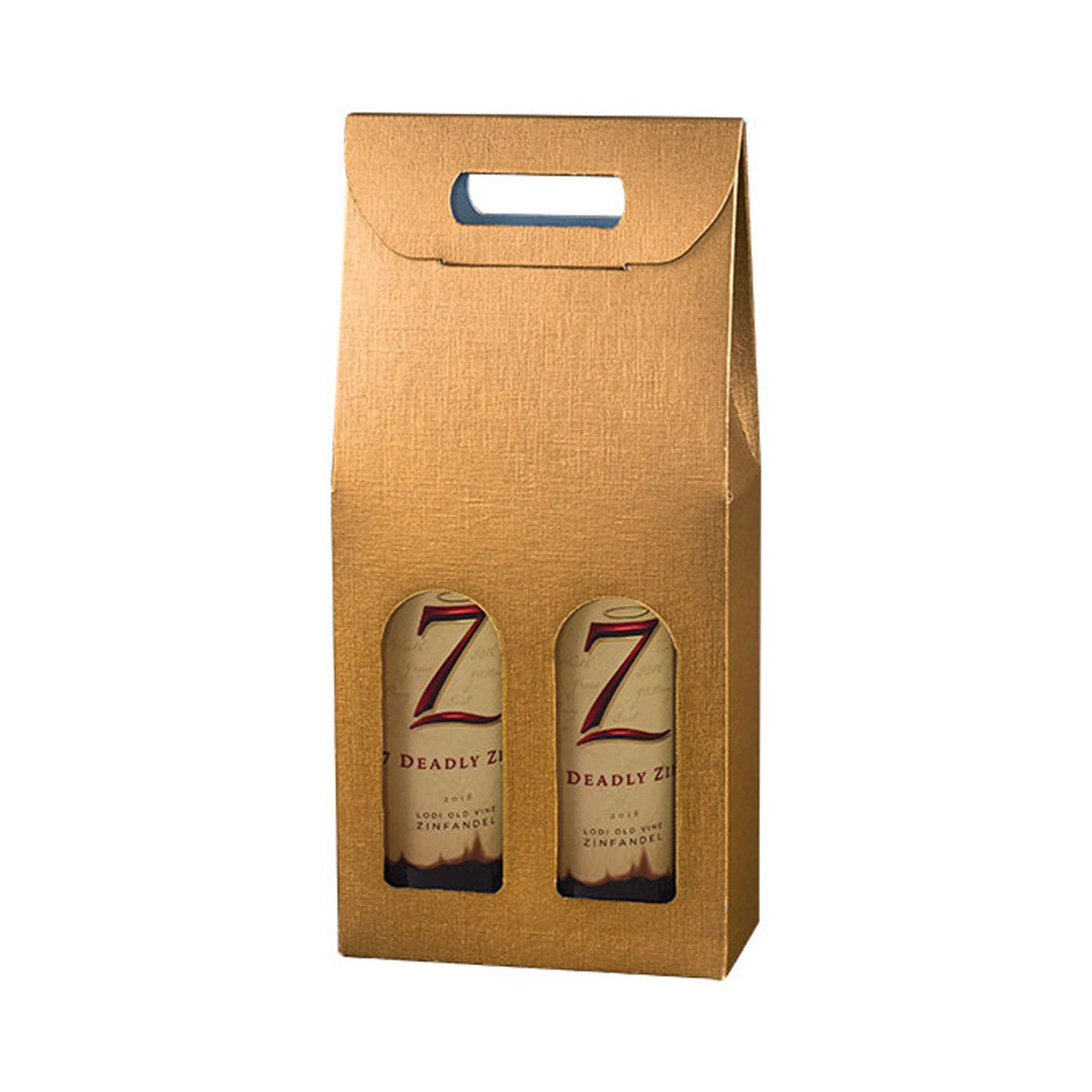 Matte Spun Gold - 2 Bottle Carrier - 7 x 3-1/2 x 15"