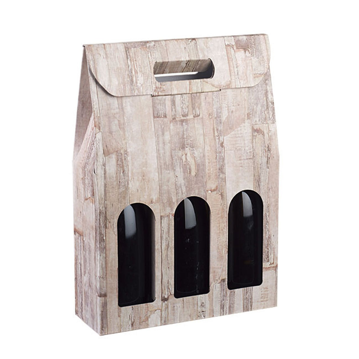 Barn Wood - 3 Bottle Carrier - 10-5/8 x 3-1/2 x 15-3/4"