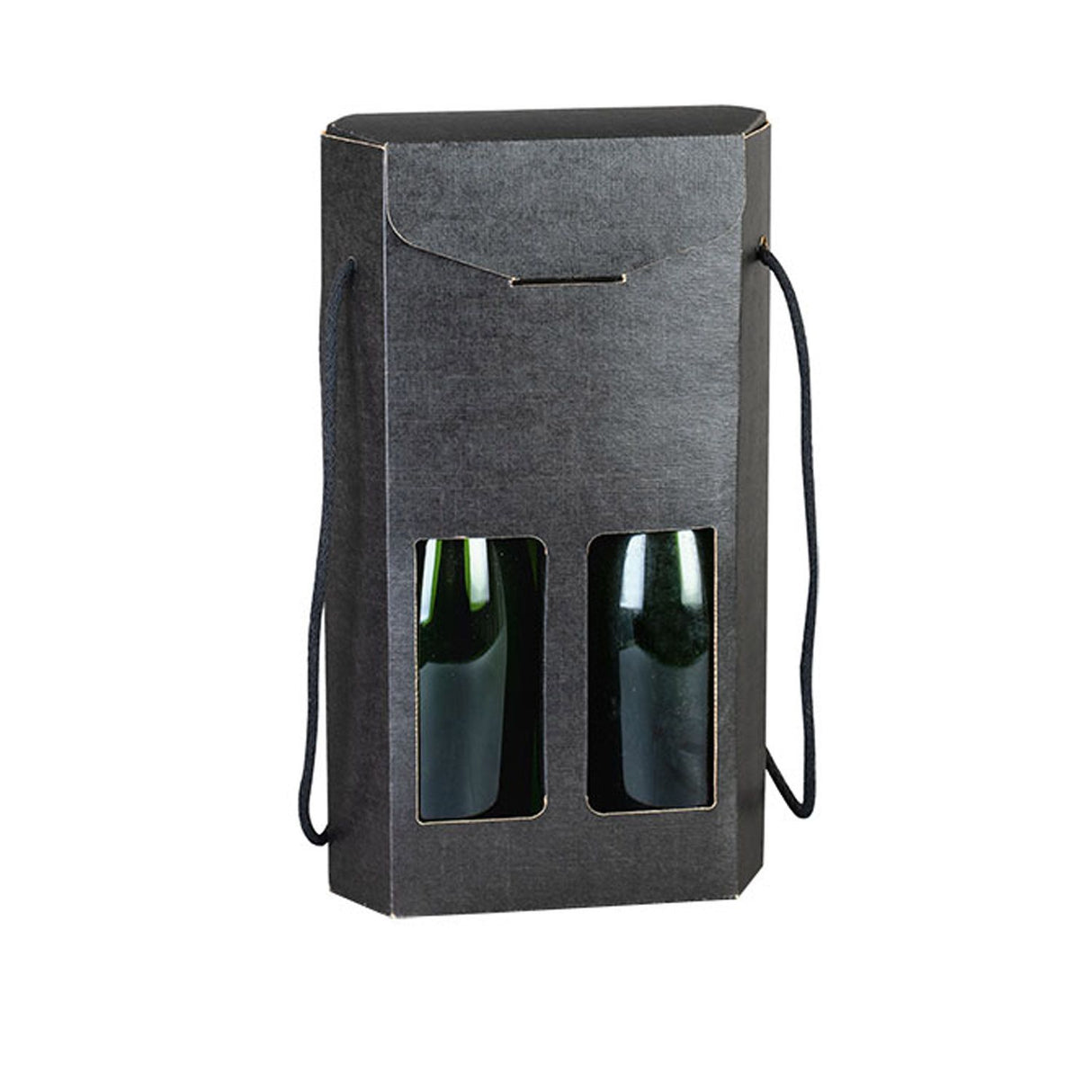 Black Embossed - 2 Bottle Carrier - 8 x 3-3/4 x 14"