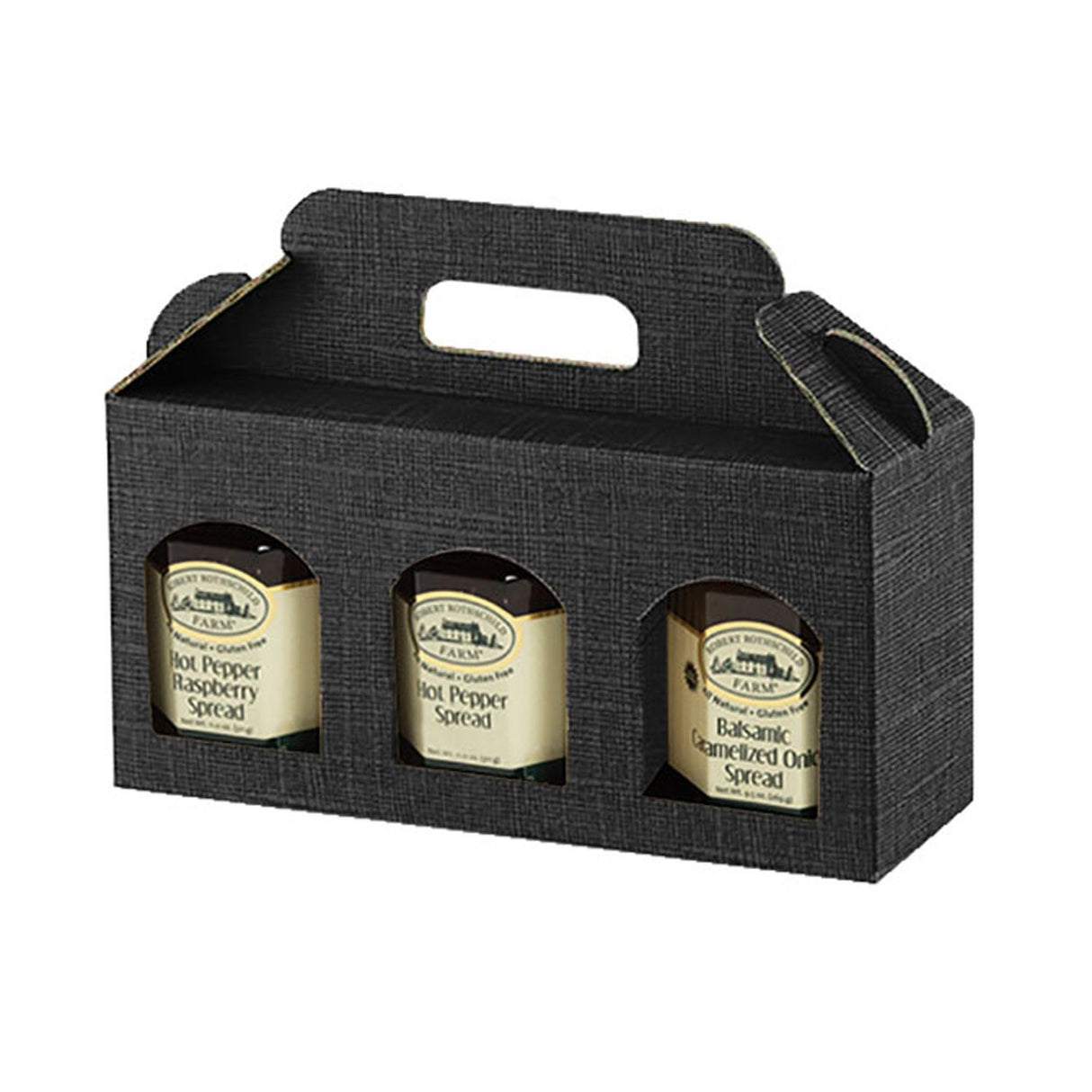 Black Linen - Window Jar Carrier - (3 Jar Carrier - Fits Jars 3" Dia x 4-3/8" H) 9-13/16 x 3-1/8 x 4-11/16"