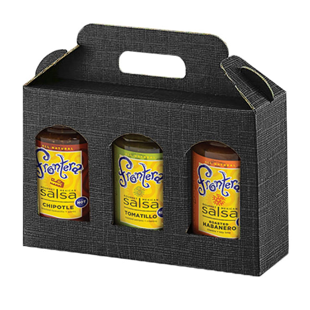 Black Linen - Window Jar Carrier - (3 Jar Carrier - Fits Jars 3" Dia x 5-1/2" H) 9-13/16 x 3-1/8 x 5-7/8"